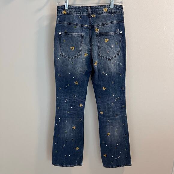 Pilcro Anthropologie The Icon Flare Embroidered Jeans Size 27 - Picture 8 of 11